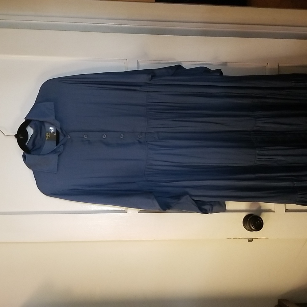 Long sleeve shirt dress.